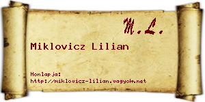 Miklovicz Lilian névjegykártya